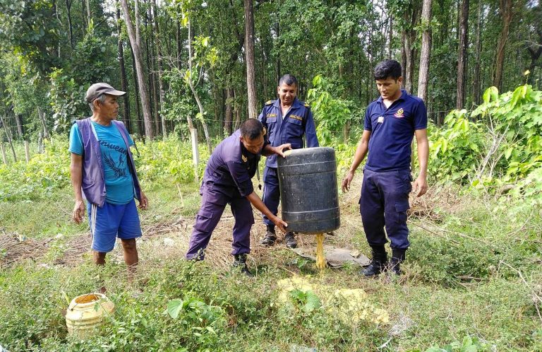 अबैध रुपमा उत्पादित घरेलु मदिरा नष्ट