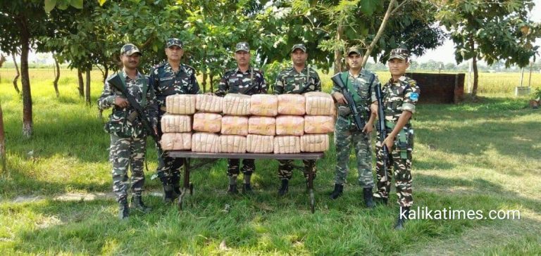 नेपालबाट भारत लगिरहेकाे भारी परिमाणमा एसएसबी द्वारा गांजा बरामद