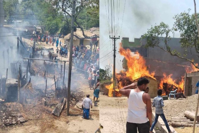 धाेबिनीकाे जगरनाथपुरमा आगलागी, ४ वटा घर जल्याे