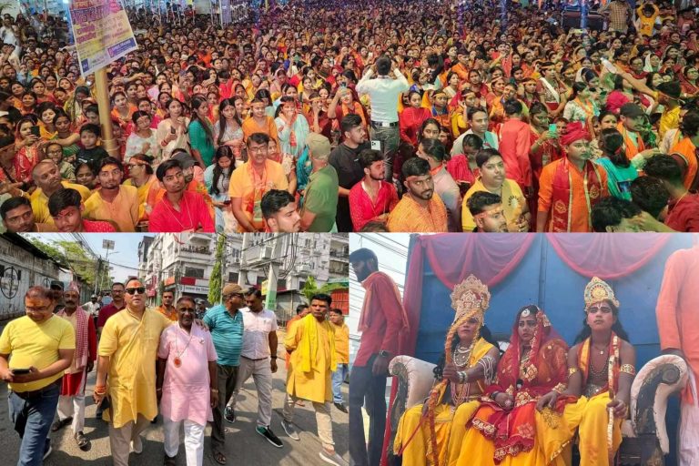 वीरगंजमा झाँकीसहितको शोभा यात्रा र महाआरती सम्पन्न