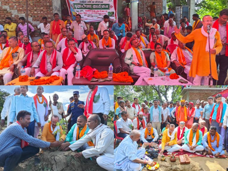 जगरनाथपुर गाउँपालिकाले अतिक्रमण मुक्त गराएकाे जग्गामा वृक्षाराेपण र मन्दिरकाे शिलान्यास
