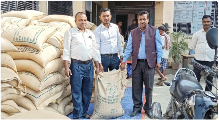करैयामाई गाउँपालिका अनुदानमा गहुँको बीउ वितरण गर्दै