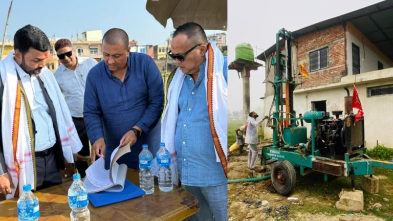 खानेपानी मन्त्री यादवको निर्देशनमा नारायणी क्रिकेट मैदानमा डिप बोरिङ जडान