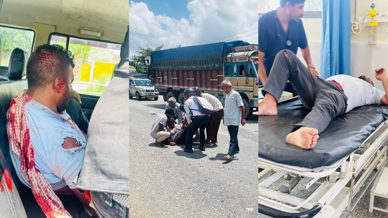 नबिल बैंककर्मी सन्तोष साहद्वारा सडक दुर्घटनाबाट दुई युवाको साहसी उद्धार