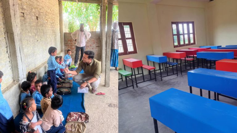 परसौतिपुरको विद्यालयमा परिवर्तन: भुइँबाट रंगीन बेञ्चसम्मको यात्रामा बालबालिका