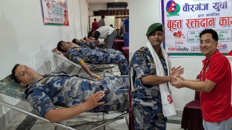 वीरगंज र कलैयामा रक्तदान कार्यक्रम सम्पन्न, १३३ जनाले दिए रगत