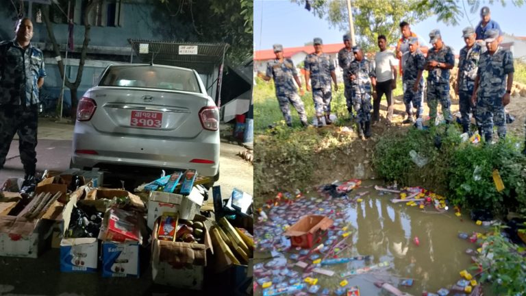 सशस्त्र प्रहरीले वीरगंजमा कार सहित ठूलो परिमाणको पटका पक्राउ गरी नष्ट गर्‍यो