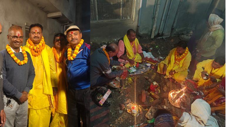 वीरगंज १५ मा राधेकृष्ण मन्दिरको शिलान्यास