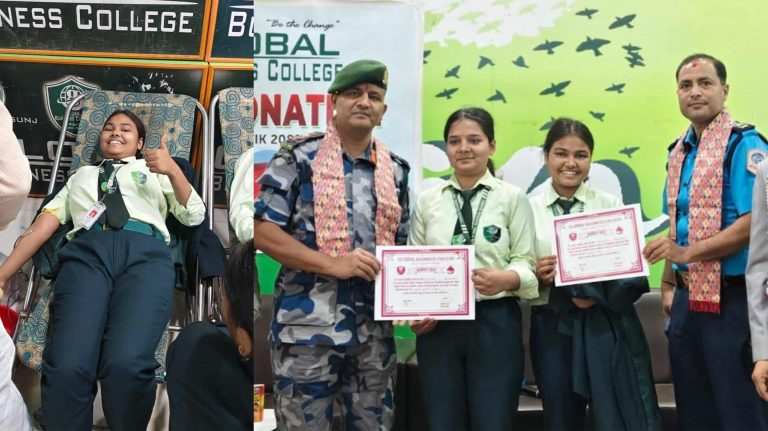 ग्लोबल बिजनेस क्याम्पसमा १७३ जनाद्वारा रक्तदान