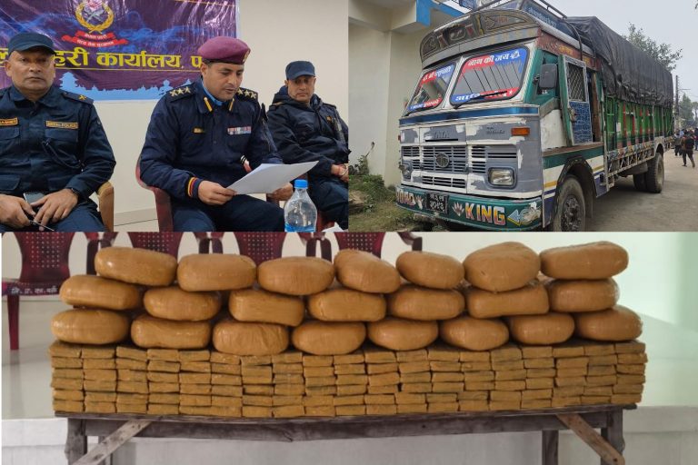 पर्सामा २४० केजी चरेशसहित ट्रक र दुई जना पक्राउ