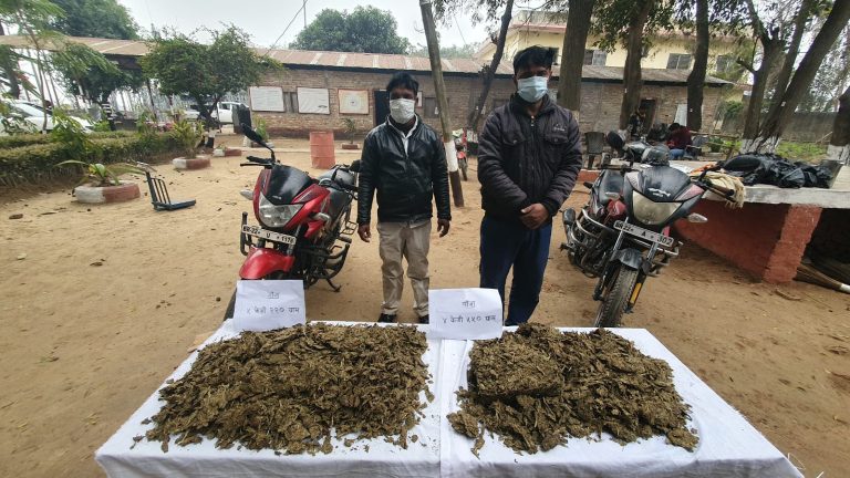 पर्सामा सशस्त्र प्रहरीद्वारा ९ केजी भन्दा बढी गाँजा सहित दुई जना पक्राउ