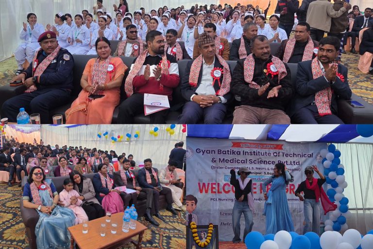 ज्ञानबाटिका इन्स्टिच्युटमा नर्सिङ प्रथम वर्षका विद्यार्थीहरूको स्वागत कार्यक्रम सम्पन्न