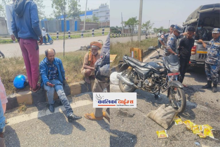सशस्त्र प्रहरीको गाडीको ठक्करबाट मोटरसाइकल चालक घाइते, स्थानीयको आक्रोश