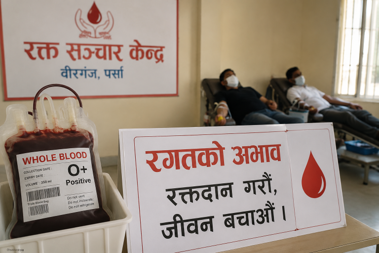 वीरगंजमा रगतको चरम अभाव, रक्तदान गर्न आग्रह